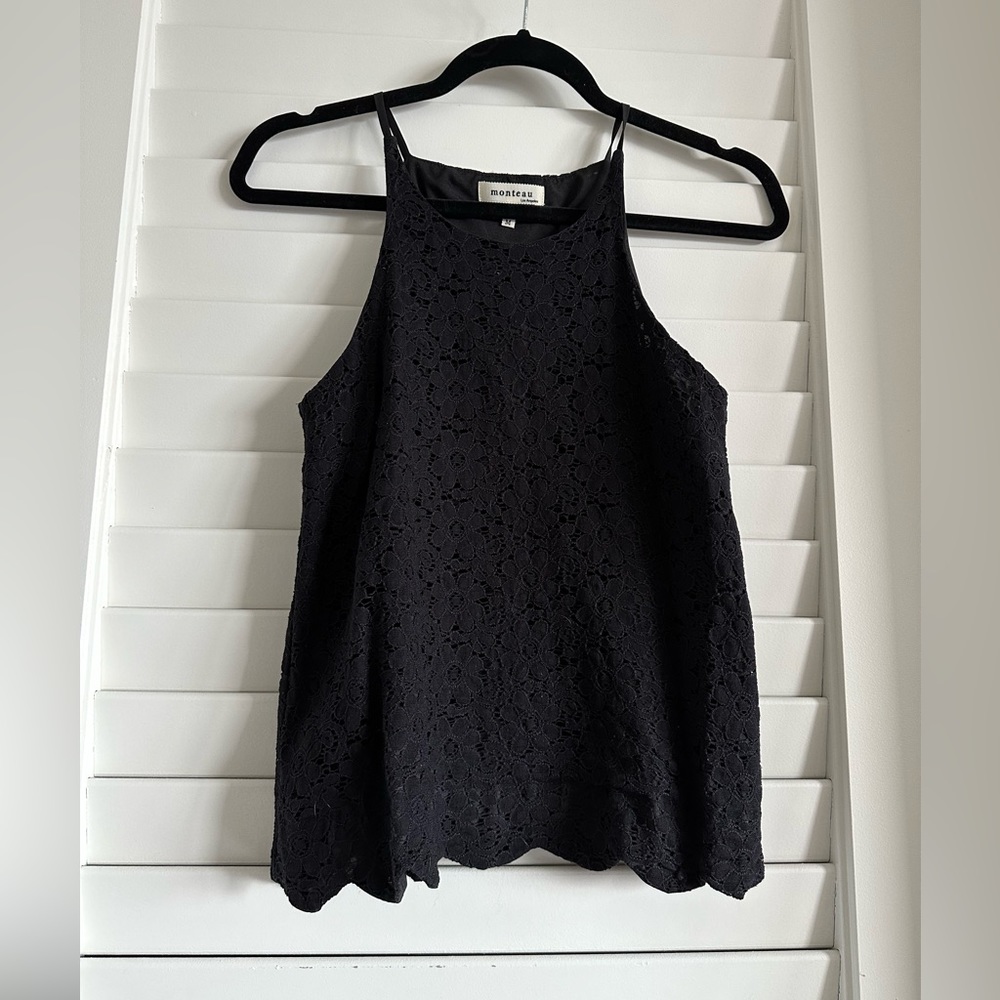 Black Lace Halter Cami Top